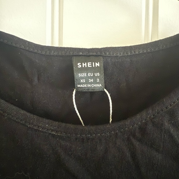 Black Crop Top with Rhinestone Detail - Picture 2 of 3